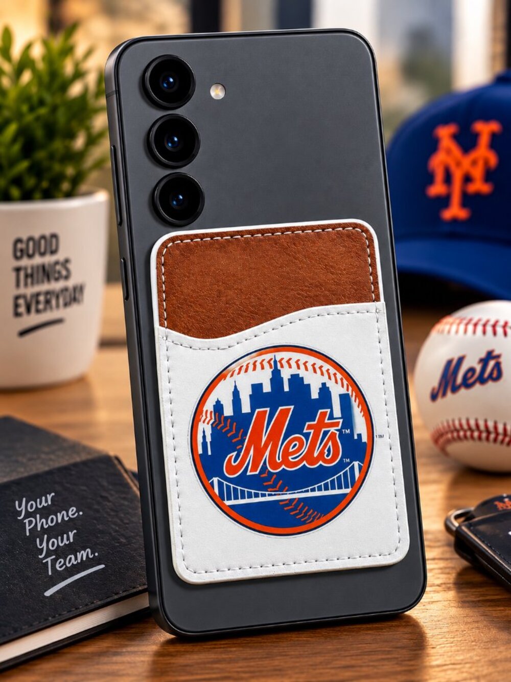 New York Mets Phone Wallet, Stick-On Card Holder
